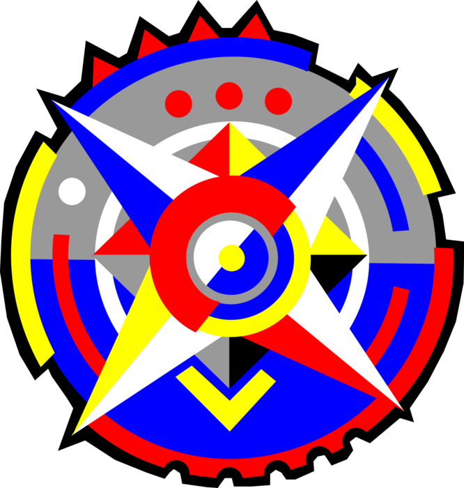 Vector Illustration of Compass Rose Windrose Provides Cardinal Direction and Navigation Arrows
