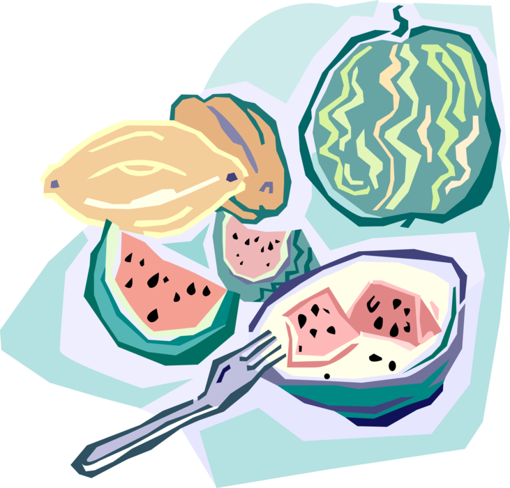 Vector Illustration of Sliced Watermelon Melon Fruit