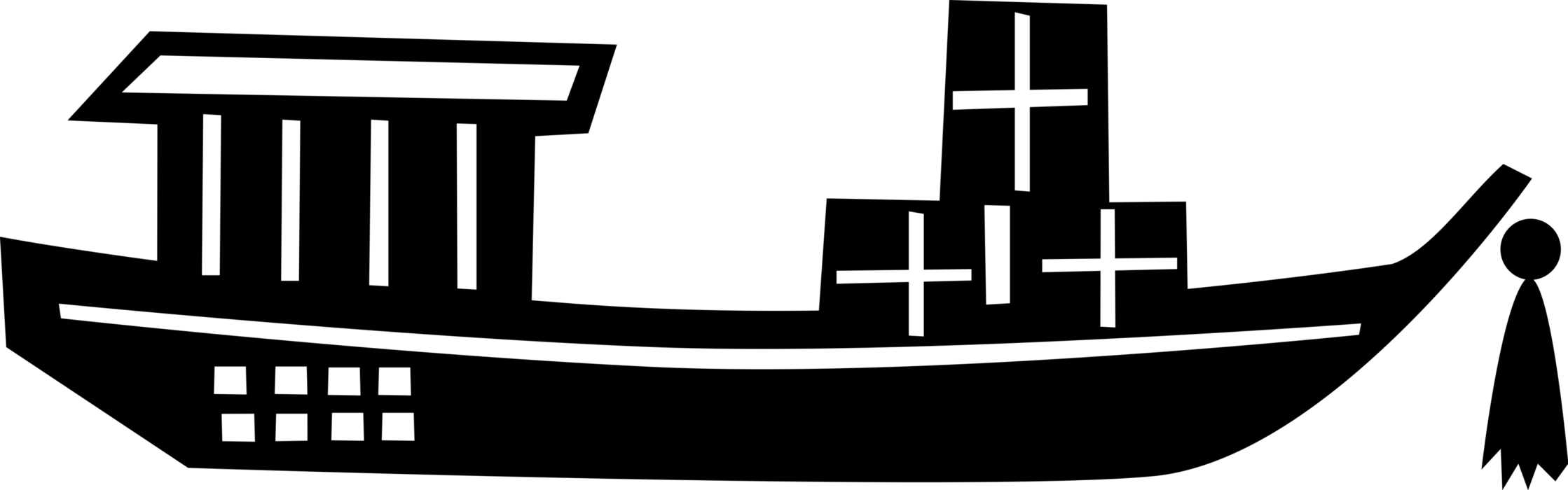 Vector Illustration of Japanese Fishing Boat Watercraft Vessel