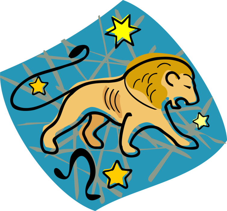 Vector Illustration of Astrological Horoscope Astrology Signs of the Zodiac - Fire Sign Leo the Lion