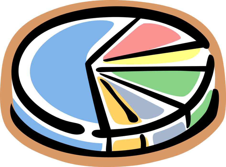 Vector Illustration of Pie Chart Statistical Infographic Divided into Slices to Illustrate Numerical Proportion