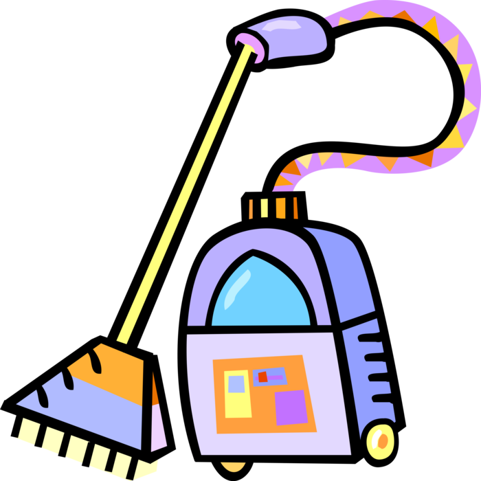 Vector Illustration of Vacuum Cleaner Uses Centrifugal Fan to Suck Up Dust and Dirt
