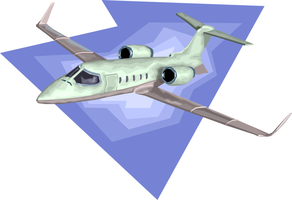 Vector Illustration of Private Executive Corporate Jet Airplane in Flight