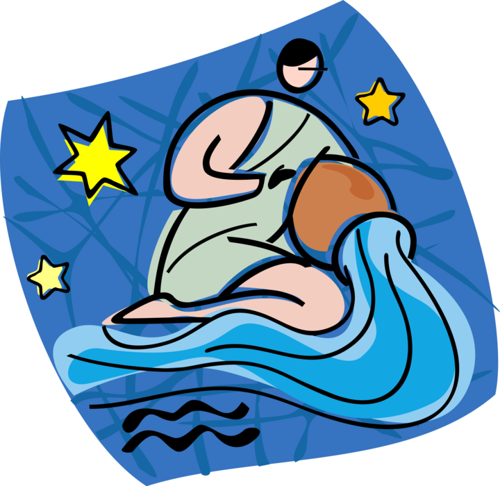 Vector Illustration of Astrological Horoscope Astrology Signs of the Zodiac - Air Sign Aquarius the Water-Bearer