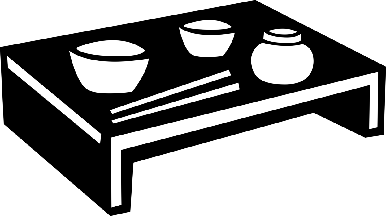 Vector Illustration of Japanese Cuisine Food Dining with Bowls and Chopsticks