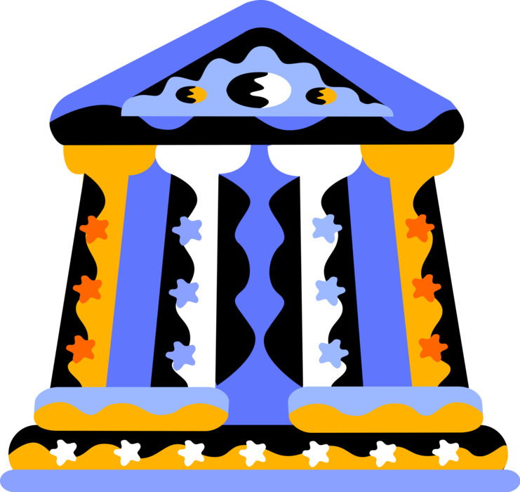 Vector Illustration of Financial Bank Institution for Receiving Deposits, Lending, Exchanging and Safeguarding Money