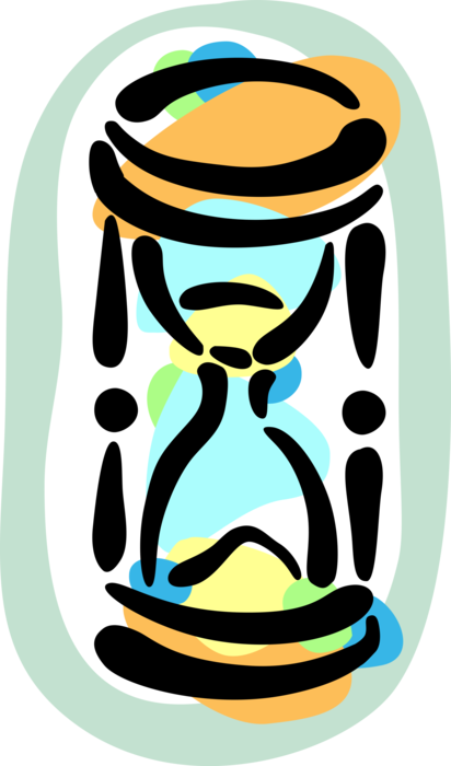 Vector Illustration of Hourglass or Sandglass, Sand Timer, or Sand Clock Measures Passage of Time