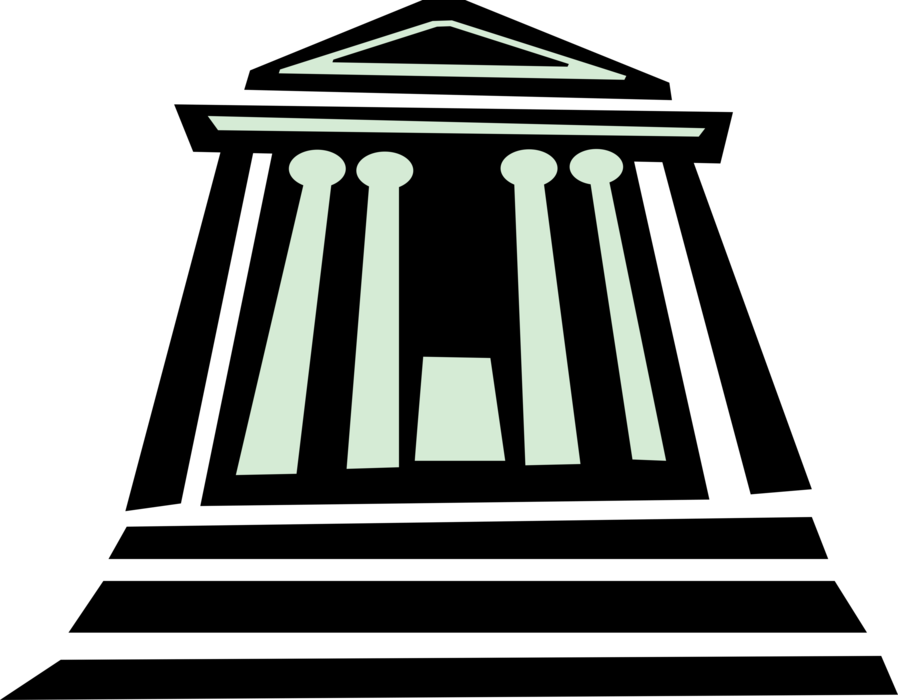 Vector Illustration of Financial Institution Bank with Classical Greek Temple Column Architecture