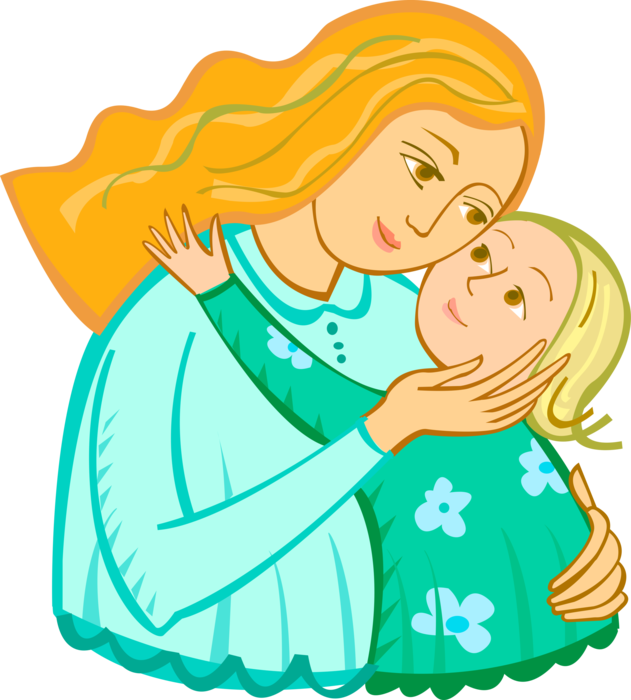 Vector Illustration of Nurturing Parent Mother with Loving Child