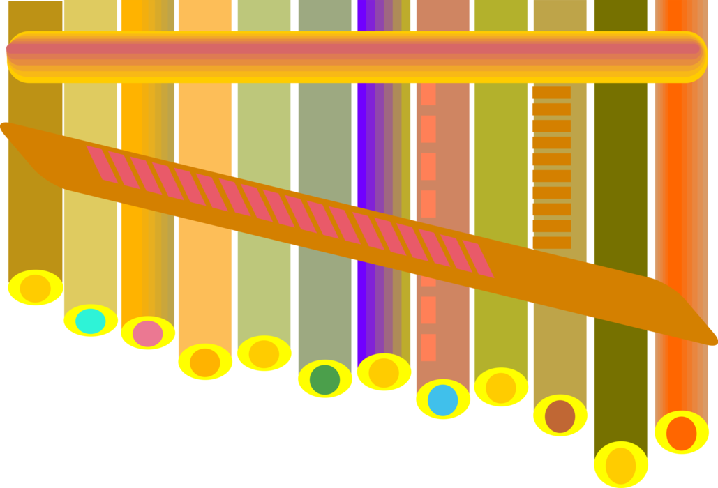 Vector Illustration of Panpipe Pan Flute Closed Tube Musical Instrument