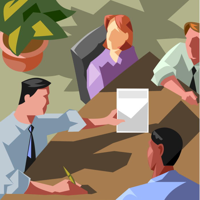 Vector Illustration of Boardroom Meeting Discussion