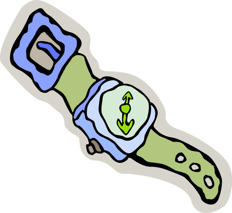 Vector Illustration of Wristwatch Timepiece Watch Keeps Time