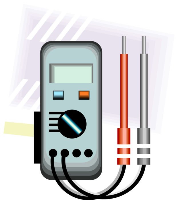 Vector Illustration of Voltage Test Meter Determines Presence of Absence of Electric Alternating Current AC