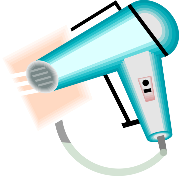 Vector Illustration of Portable Electric Hair Dryer or Blow Dryer 