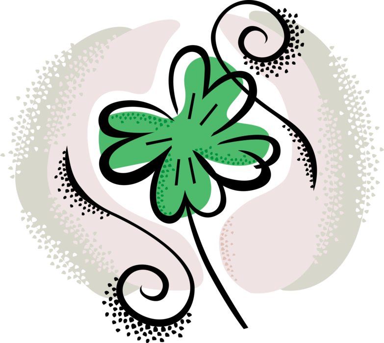 Vector Illustration of St Patrick's Day Four-Leaf Clover Irish Shamrock Brings, Faith, Hope, Love, and Good Luck
