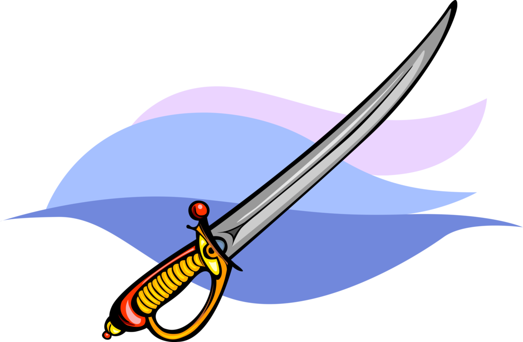Vector Illustration of Buccaneer Pirate Cutlass Sword Removed from Scabbard