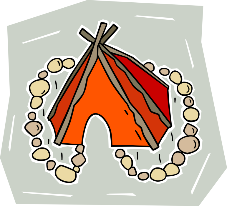 Vector Illustration of North American Indigenous Indian Traditional Teepee Tent Dwelling