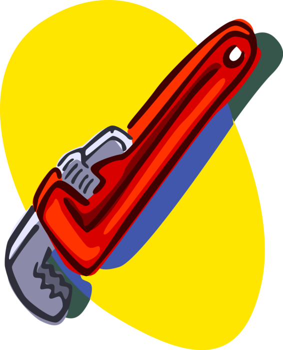 Vector Illustration of Monkey Wrench Pipe Wrench or Stillson Wrench used for Turning Soft Iron Pipes