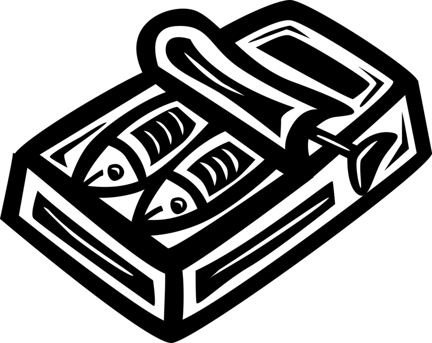 Vector Illustration of Tin of Oily Fish Herring Family Sardines