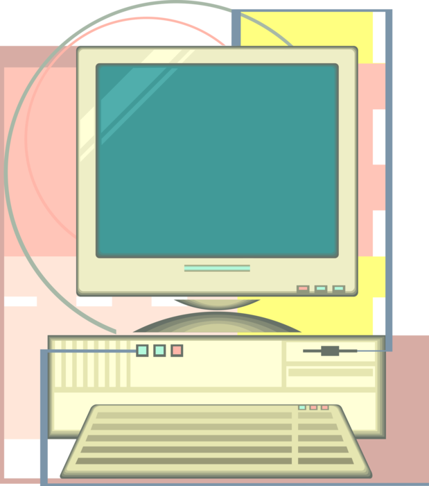 Vector Illustration of Personal Computer Workstation 