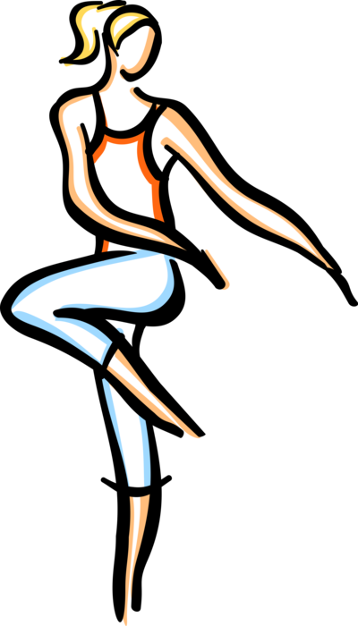 Vector Illustration of Ballet Class Ballerina Practices in Ballet School Studio