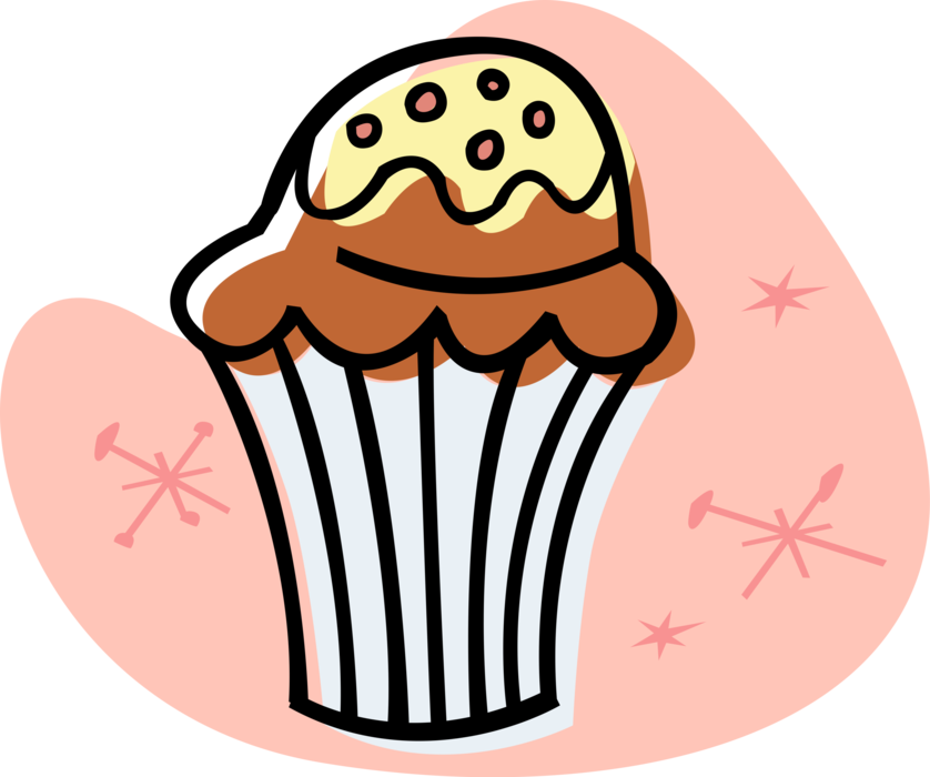 Vector Illustration of Sweet Dessert Baked Cupcake