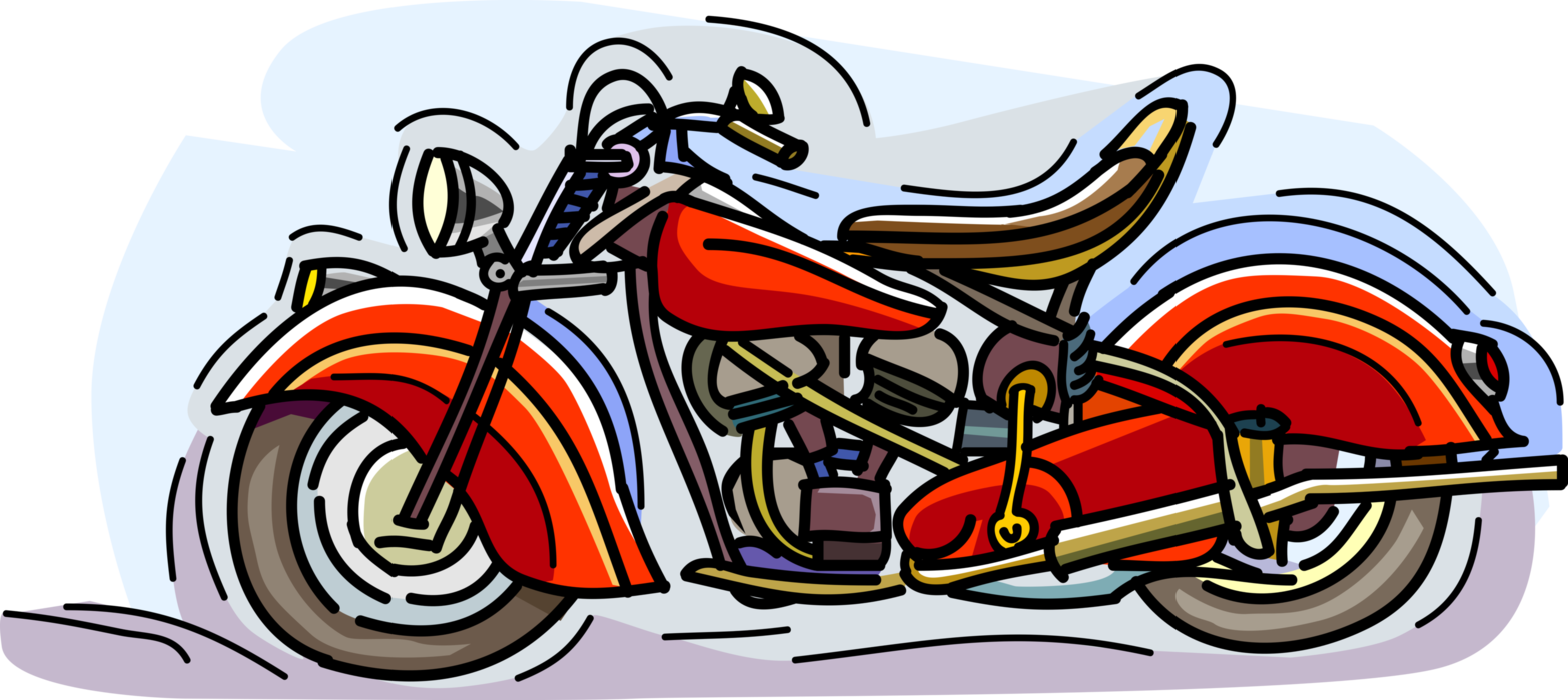 Vector Illustration of Vintage Motorcycle or Motorbike Motor Vehicle