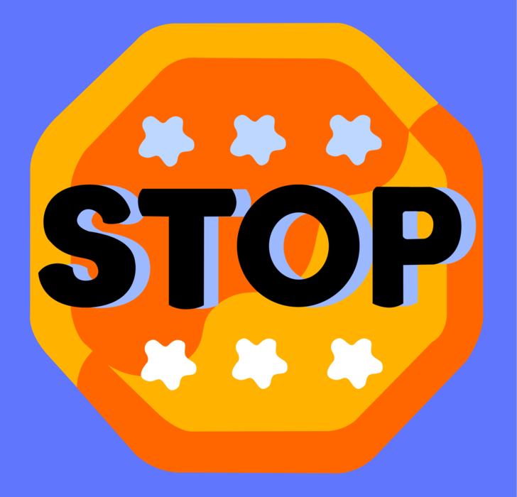 Vector Illustration of Traffic Stop Sign Notifies Motorist Drivers They Must Stop Before Proceeding