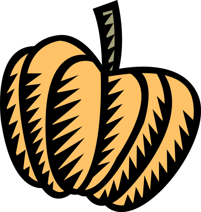 Vector Illustration of Halloween Jack-o'-Lantern Squash Pumpkin