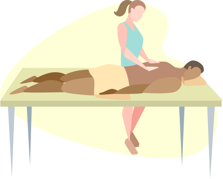 Vector Illustration of Massage Therapist Masseuse Promotes Relaxation and Well-Being