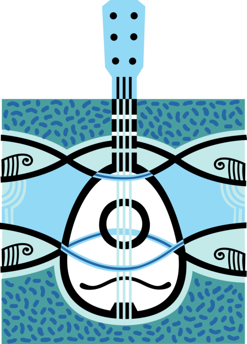 Vector Illustration of Mandolin Stringed Musical Instrument