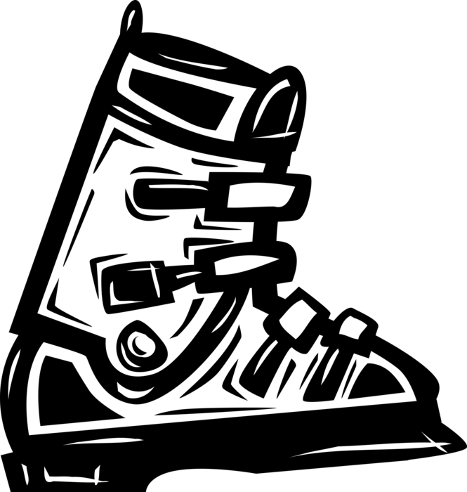 Vector Illustration of Alpine Downhill Skiing Equipment Ski Boot