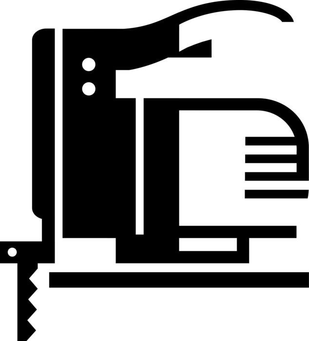 Vector Illustration of Electric Powered Jigsaw Tool for Cutting Arbitrary Curves