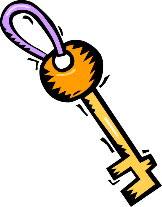 Vector Illustration of Skeleton Key Unlocks Padlock Locks