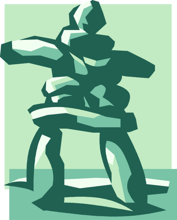 Vector Illustration of Inukshuk Inuit Stone Rock Figure from Arctic Region of North America