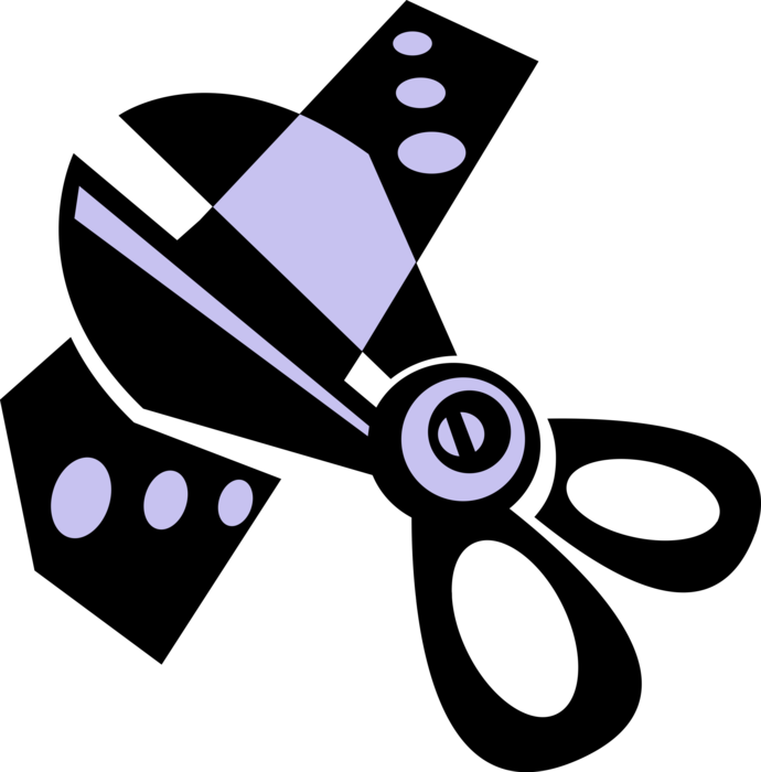 Vector Illustration of Scissors Cutting Ribbon