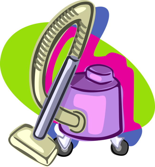 Vector Illustration of Vacuum Cleaner Uses Centrifugal Fan to Suck Up Dust and Dirt