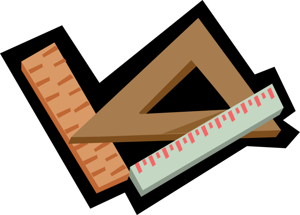 Vector Illustration of Mathematics Measurement Tool Rulers with Triangle
