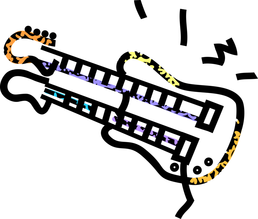 Vector Illustration of Double-Necked Electric Guitar Musical Instrument