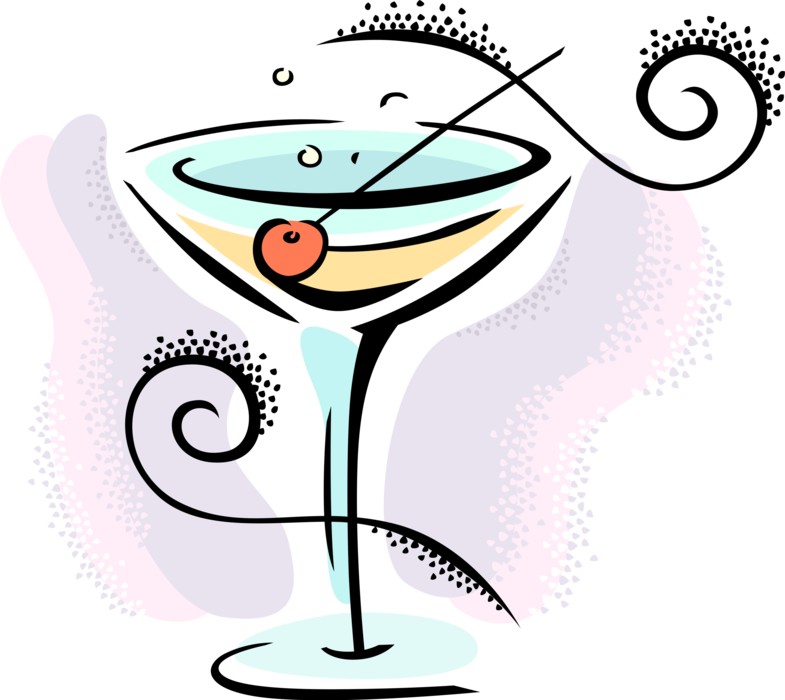 Vector Illustration of Martini Alcohol Beverage Cocktail Drink with Cherry Garnish