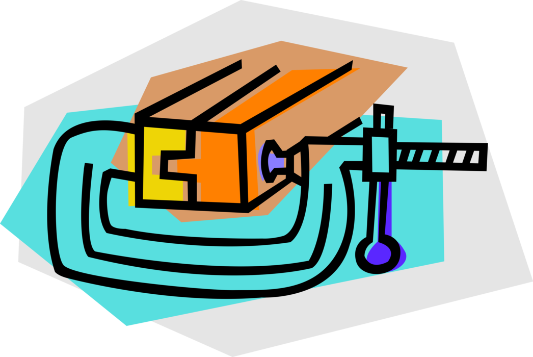 Vector Illustration of C-Clamp or G-Clamp Carpentry Clamp Holds Wood or Metal