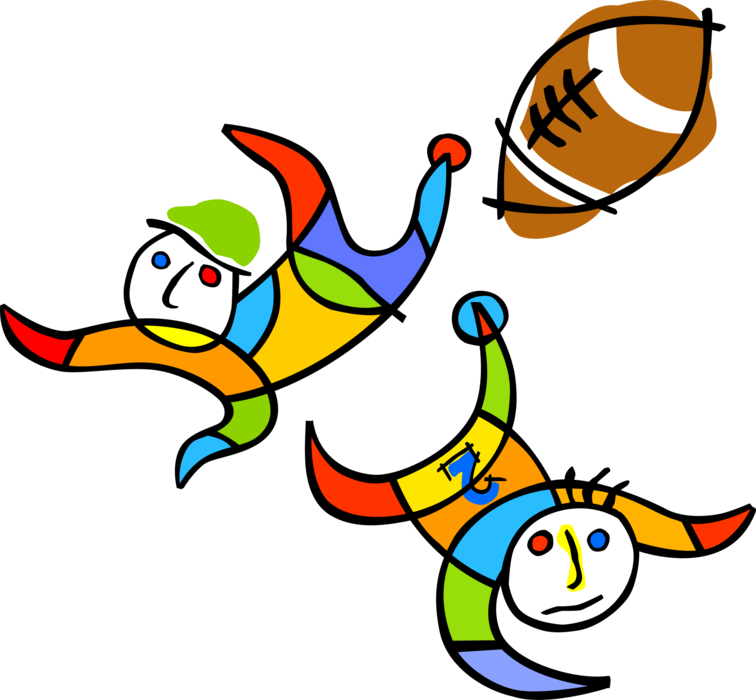 Vector Illustration of Sport of Football with Fumble During Tackle