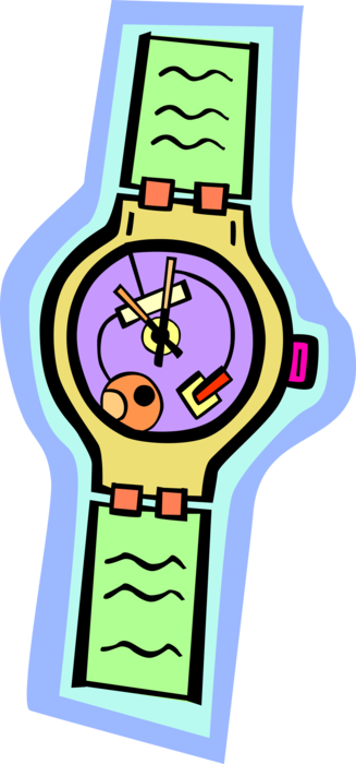 Vector Illustration of Wristwatch Timepiece Watch Keeps Time