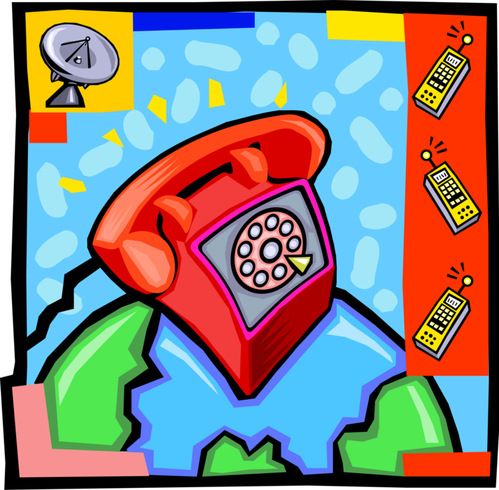 Vector Illustration of Landline Telecommunications Device Telephone or Phone Enables Direct Conversation