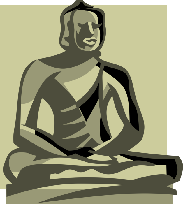 Vector Illustration of Gal Viharaya Buddha Statue, Polonnaruwa, Sri Lanka
