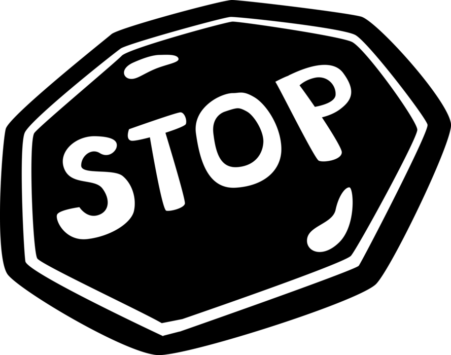 Vector Illustration of Traffic Stop Sign Notifies Motorist Drivers They Must Stop Before Proceeding