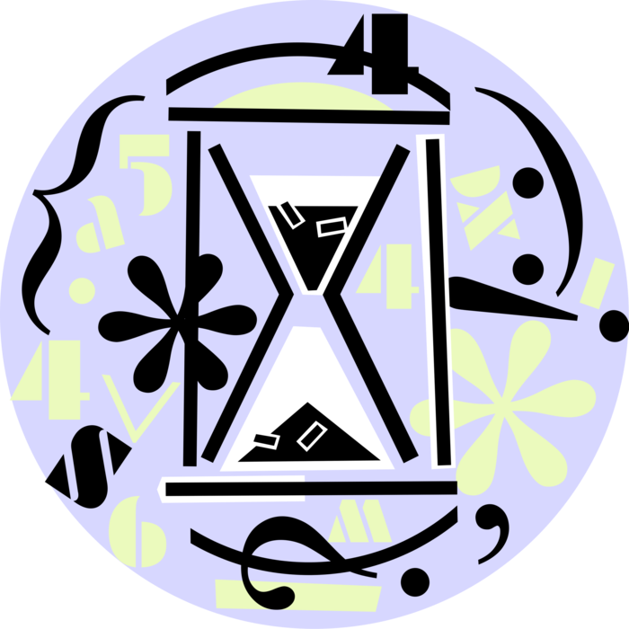 Vector Illustration of Hourglass or Sandglass, Sand Timer, or Sand Clock Measures Passage of Time