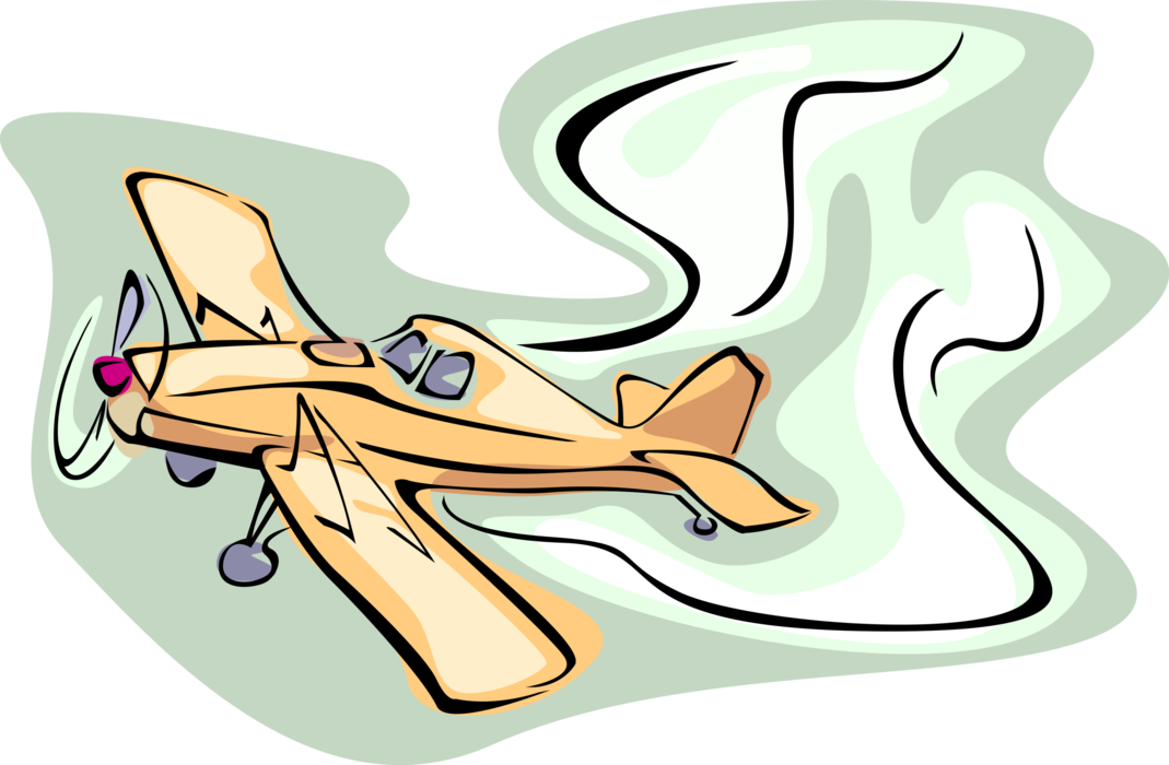 Vector Illustration of Small Fixed-Wing Propeller Aircraft Airplane in Flight