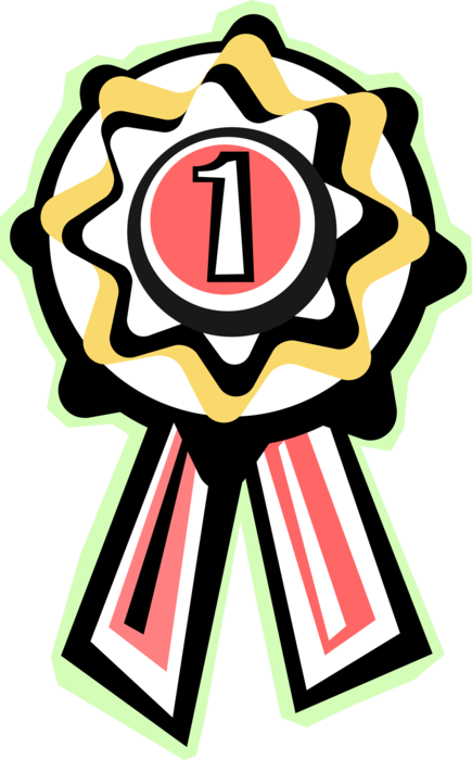 Vector Illustration of First Place Ribbon Award for Achievement in Athletic or Competitive Excellence 