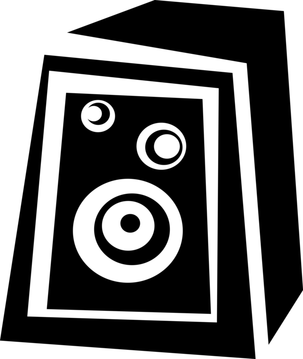 Vector Illustration of Audio Entertainment Stereo Speaker Loudspeaker Plays Music